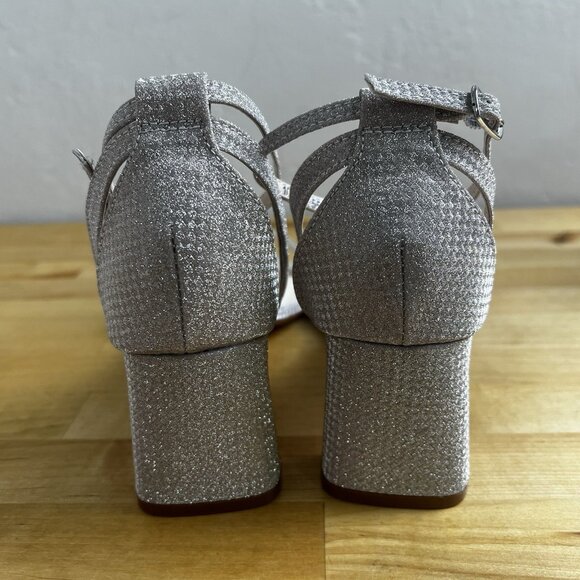 Touch Ups Benjamin Walk Champagne Glitter Lilibet Block Heel Sandal Size 10 WIDE - Picture 5 of 13